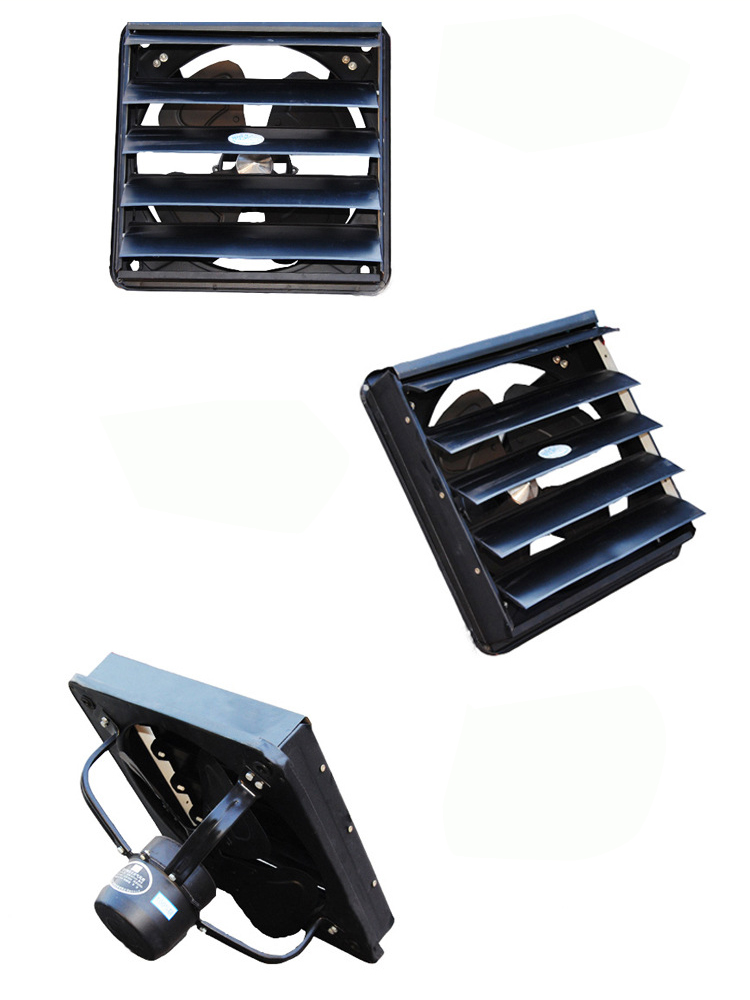 16寸方型軸流式百葉排風(fēng)扇側(cè)面、正面圖