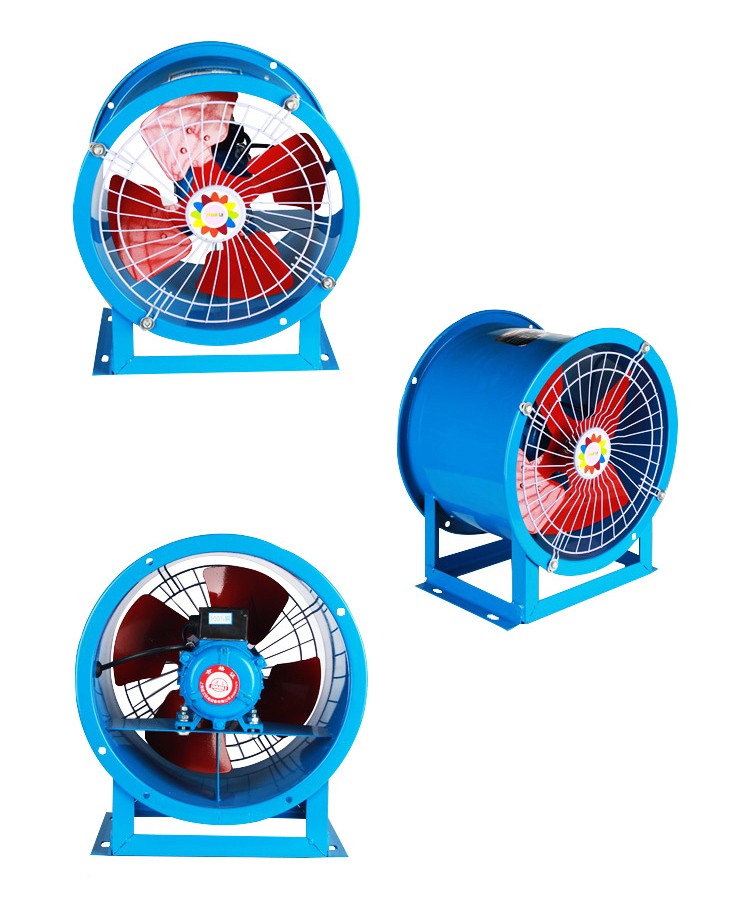 低噪音軸流通風機正面、側(cè)面、反面圖