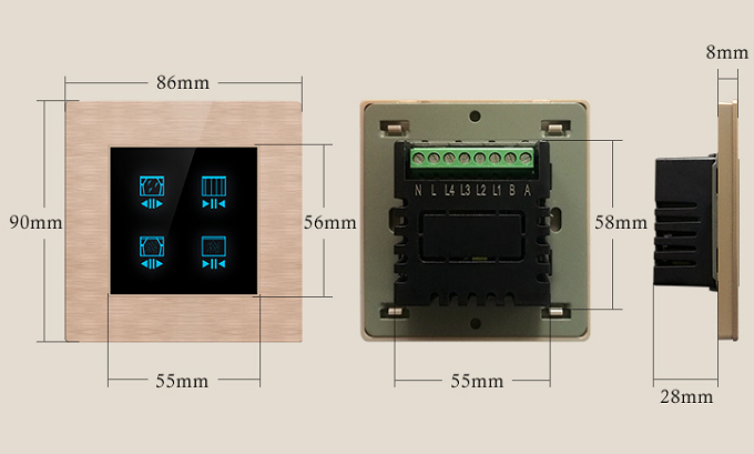 四開電動窗簾開關(guān)尺寸圖 四開電動窗簾開關(guān)尺寸圖