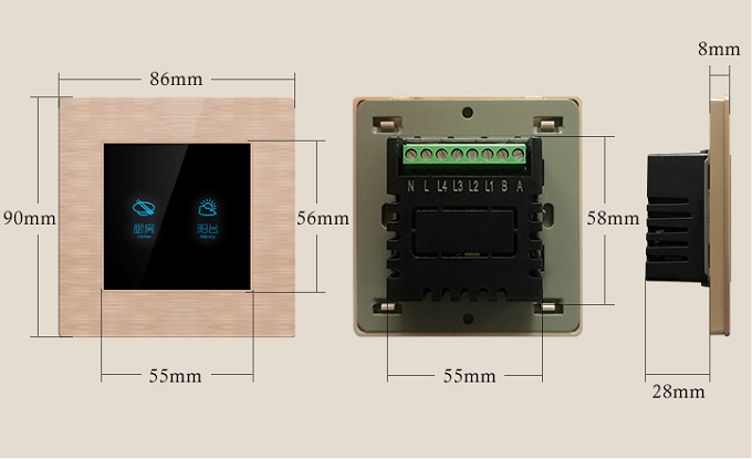二開金屬拉絲觸摸開關(guān)產(chǎn)品圖